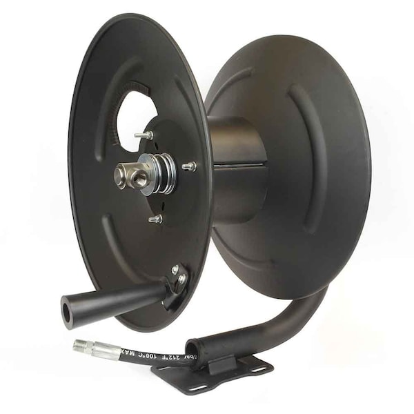 Interstate Pneumatics 3/8 Inch x 100 Feet Steel Hose Reel with Swivel Fitting / Mounting Bracket and 3 Feet Pigtail PW7190 - main